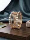 6 Pcs Modern Crystal Kara Bangle Set for Women – Gold Plated Elegant Bangles | Wedding, Party & Daily Wear Jewellery